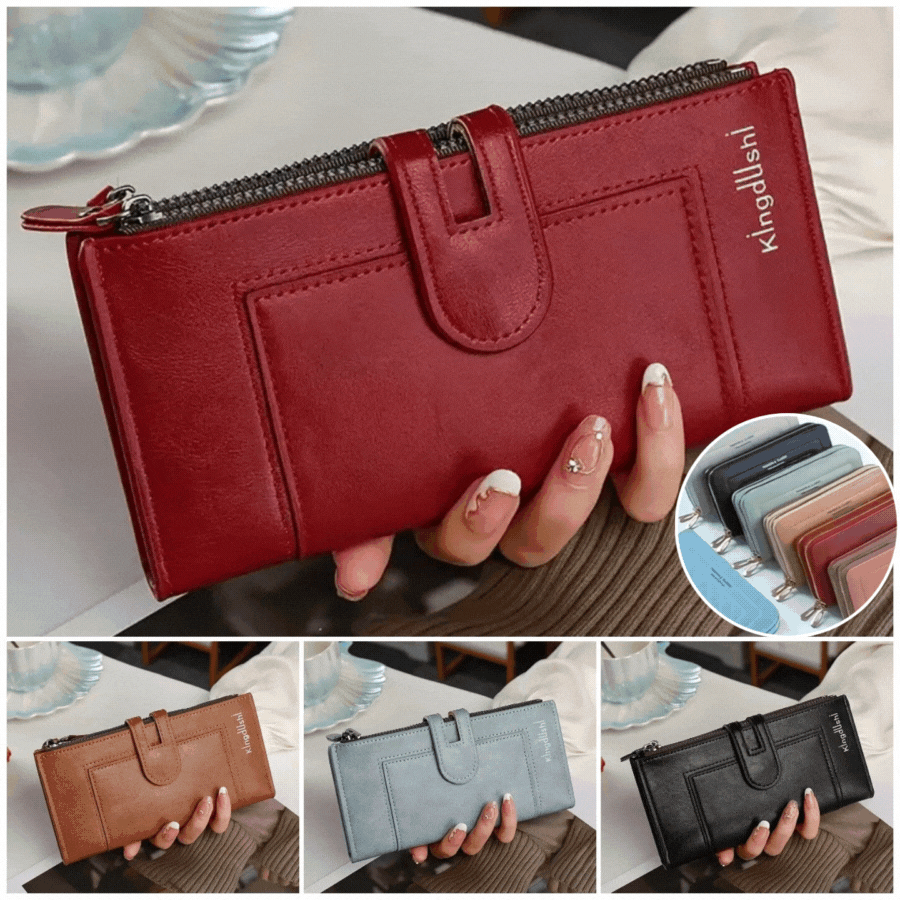 💰【Αγοράστε 1 πάρτε 1 δωρεάν】 Γυναικείο πορτοφόλι με διπλό φερμουάρ με υποδοχή πολλαπλών καρτών ρετρό γνήσιο δέρμα