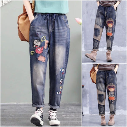 🔥【30% ΕΚΠΤΩΣΗ】【S-5XL】Μοδάτα γυναικεία τζιν με ελαστική μέση, μοντέρνα και άνετα, πολλά μεγέθη διαθέσιμα